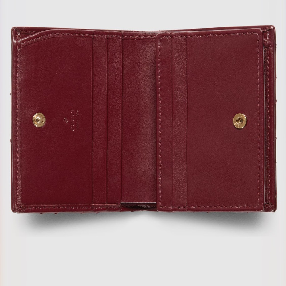 Gucci GG Marmont Rosso Ancora Red Matelassé Chevron Wallet Double G Gold 466492 - Picture 7 of 12